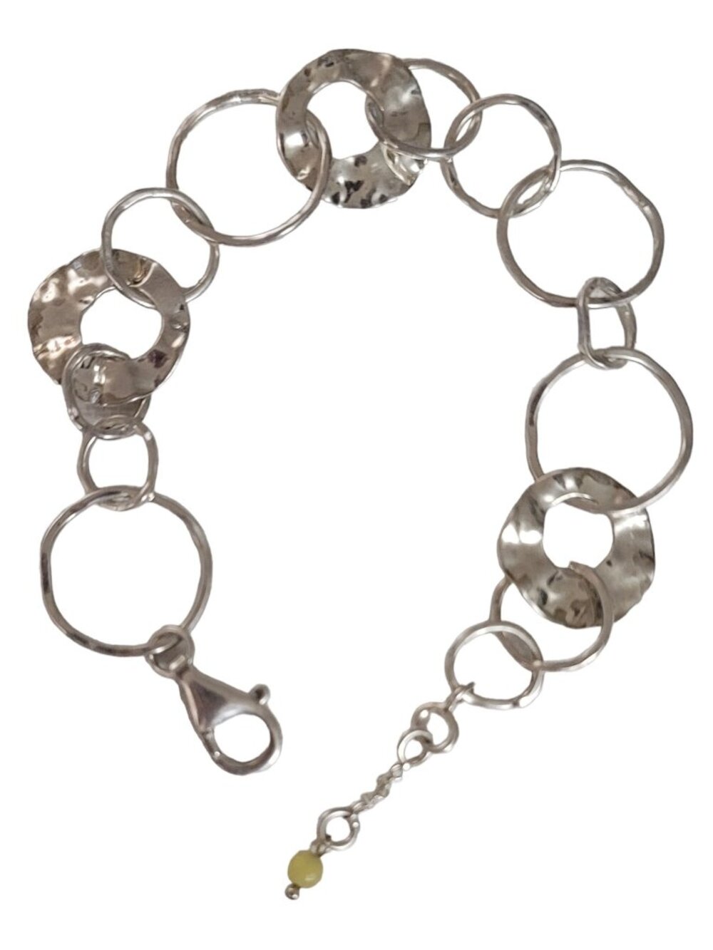 Silpada Sterling Silver Hammered Round Disc Paper Chain Bracelet 8” Long E102